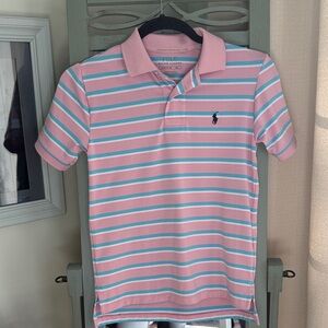 Polo by Ralph Lauren Kids Striped Polo in Pink and Blue